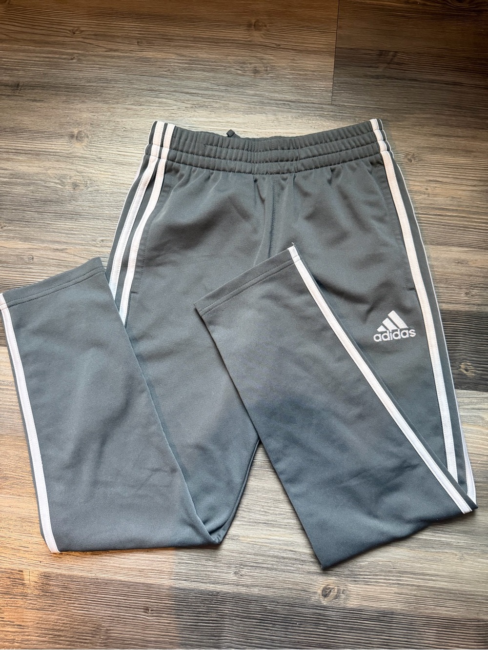 Boy’s Adidas Gray Track Pants with White Stripes (2 pair)